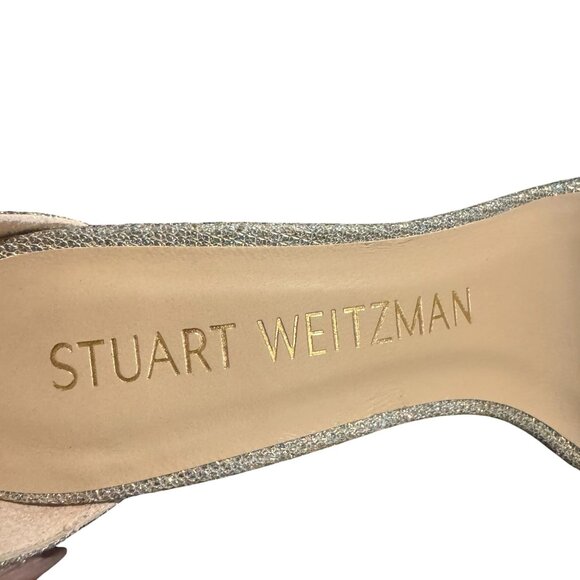 Stuart Weitzman Nudistcurve Ankle Strap Heel Sandal Metallic, Size 7.5 WORN ONCE - Picture 8 of 10
